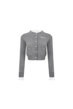 Grey Patchwork Ruffled Knitted Cardigan - ANN ANDELMAN