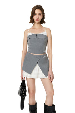 Grey Patchwork Suit Skirt - ANN ANDELMAN