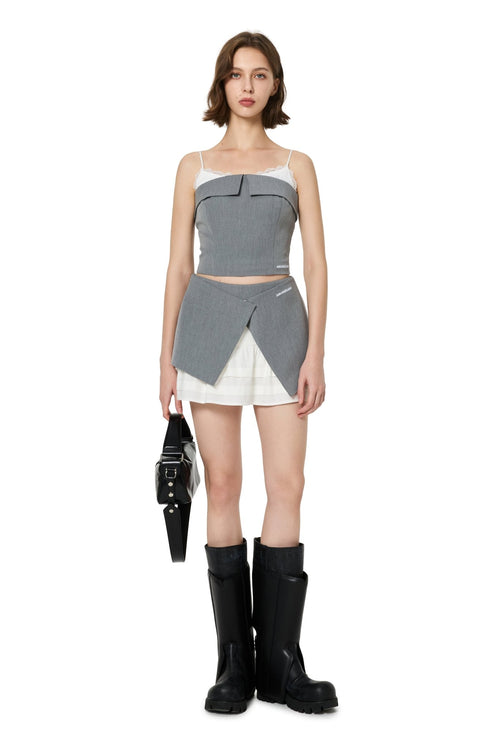 Grey Patchwork Suit Skirt - ANN ANDELMAN