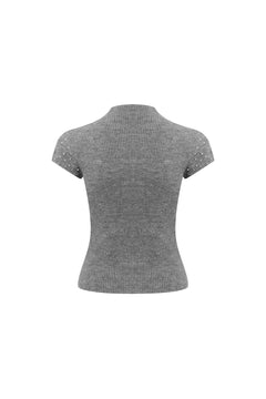 Grey Pearl Knit Top - ANN ANDELMAN
