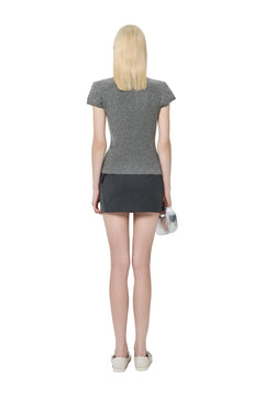 Grey Pearl Knit Top - ANN ANDELMAN