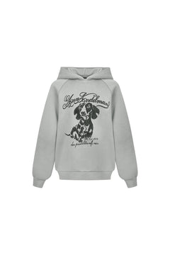 Grey Puppy Print Hoodie - ANN ANDELMAN