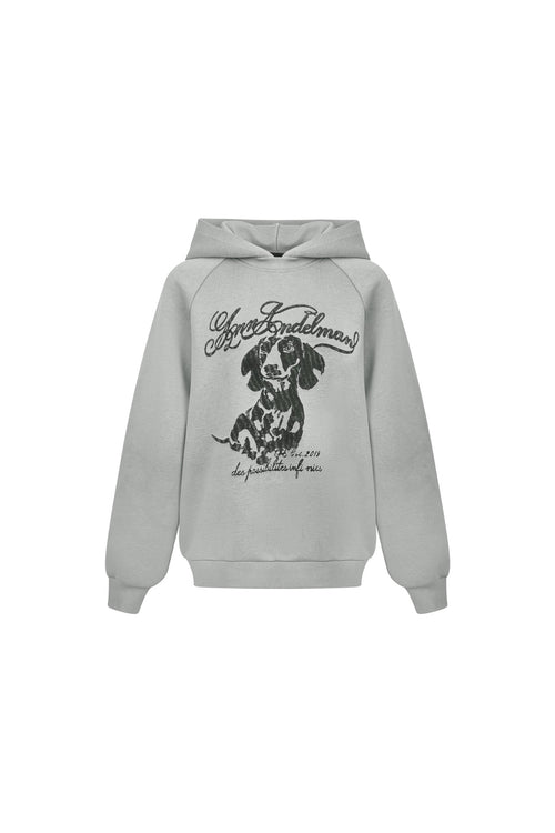 Grey Puppy Print Hoodie - ANN ANDELMAN