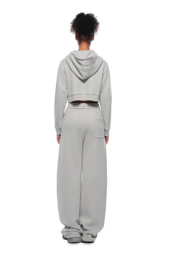 Grey Rhinestone Curved Sweatpants - ANN ANDELMAN