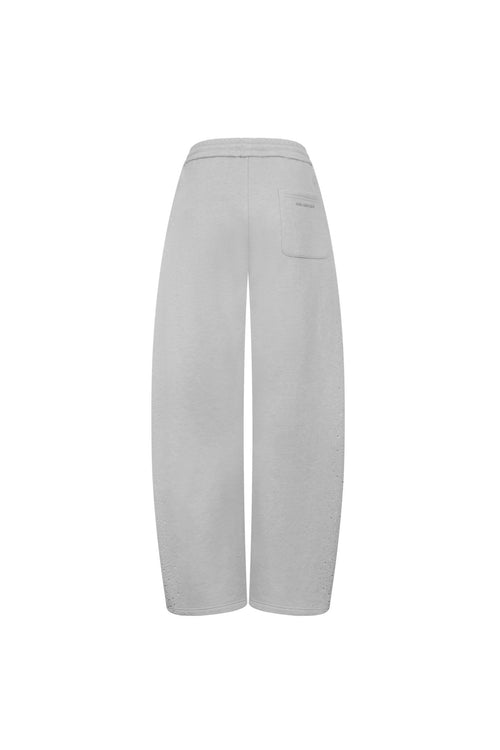 Grey Rhinestone Curved Sweatpants - ANN ANDELMAN