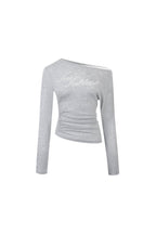 Grey Rhinestone Off - shoulder Top - ANN ANDELMAN