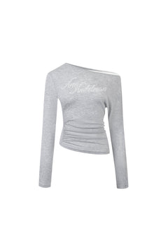 Grey Rhinestone Off - shoulder Top - ANN ANDELMAN