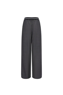 Grey Ribbed Waistband Check Trousers - ANN ANDELMAN