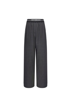 Grey Ribbed Waistband Check Trousers - ANN ANDELMAN