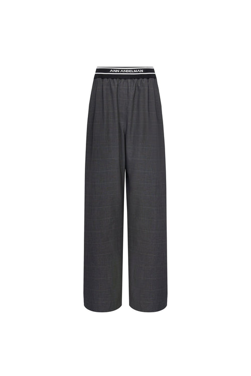 Grey Ribbed Waistband Check Trousers - ANN ANDELMAN