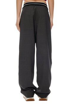 Grey Ribbed Waistband Check Trousers - ANN ANDELMAN