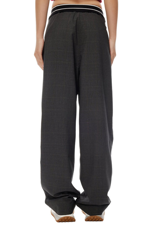 Grey Ribbed Waistband Check Trousers - ANN ANDELMAN