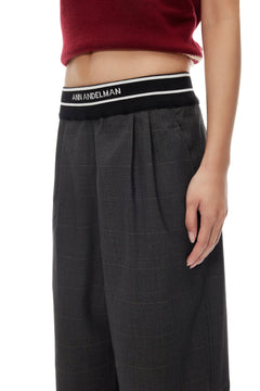 Grey Ribbed Waistband Check Trousers - ANN ANDELMAN