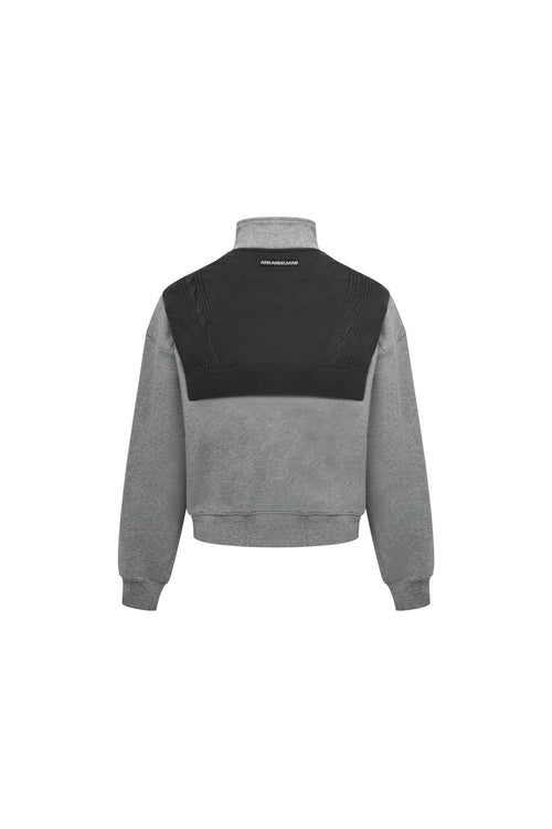 Grey Shawl-style Half-zip Sweatshirt - ANN ANDELMAN