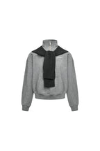 Grey Shawl-style Half-zip Sweatshirt - ANN ANDELMAN