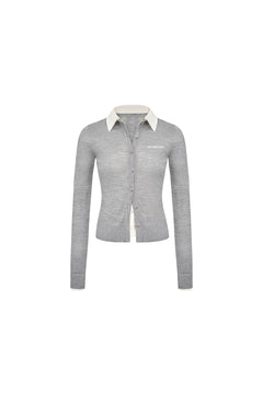 Grey Shirt With Button - down Cardigan - ANN ANDELMAN