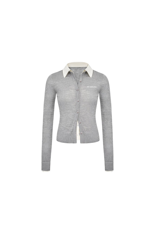 Grey Shirt With Button - down Cardigan - ANN ANDELMAN