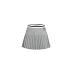 Grey Square Logo Color - blocked Knitted Pleated Skirt - ANN ANDELMAN