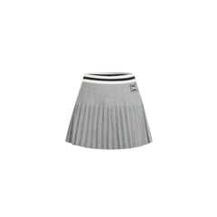 Grey Square Logo Color - blocked Knitted Pleated Skirt - ANN ANDELMAN