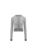 Grey Striped Hooded Knit Cardigan - ANN ANDELMAN