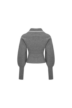 Grey Striped Knit Shawl Cardigan Set - ANN ANDELMAN