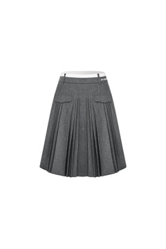 Grey Suit Pleated Skirt - ANN ANDELMAN