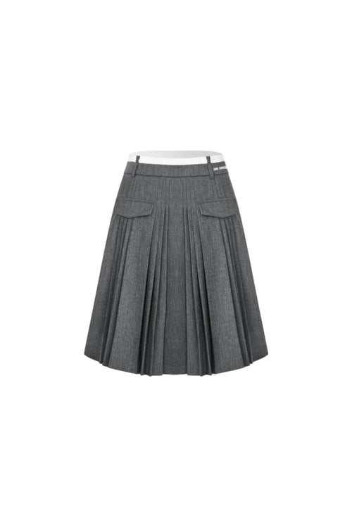 Grey Suit Pleated Skirt - ANN ANDELMAN