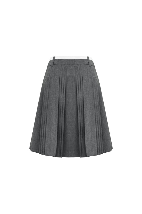 Grey Suit Pleated Skirt - ANN ANDELMAN