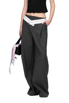 Grey Turn - Up Waist Trousers - ANN ANDELMAN