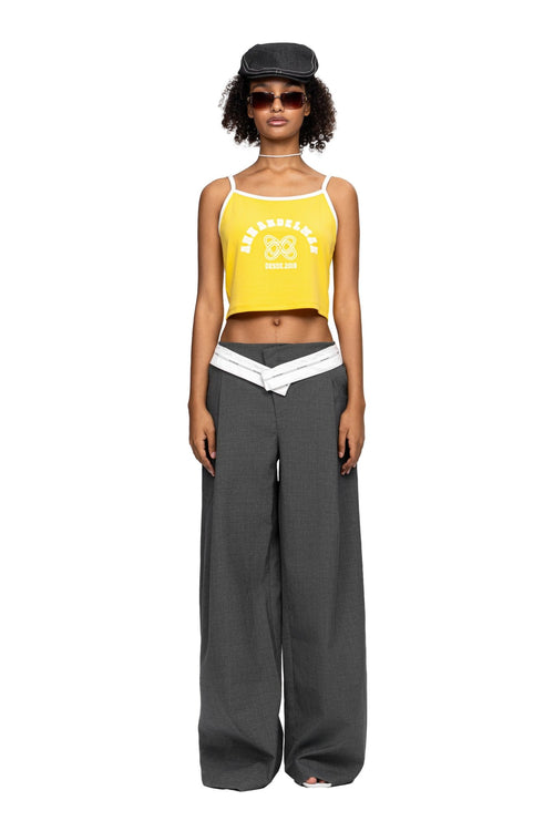Grey Turn - Up Waist Trousers - ANN ANDELMAN