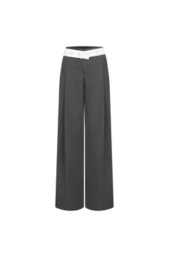 Grey Turn - Up Waist Trousers - ANN ANDELMAN
