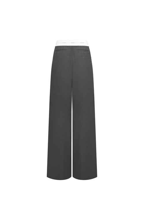 Grey Turn - Up Waist Trousers - ANN ANDELMAN