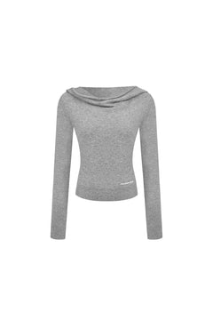 Grey Turtleneck Hooded Knit Top - ANN ANDELMAN