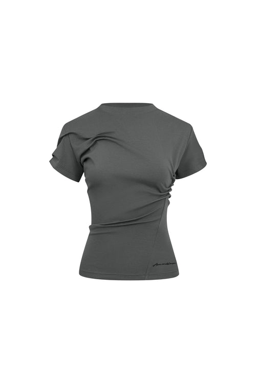 Grey Twist Fold T-shirt - ANN ANDELMAN