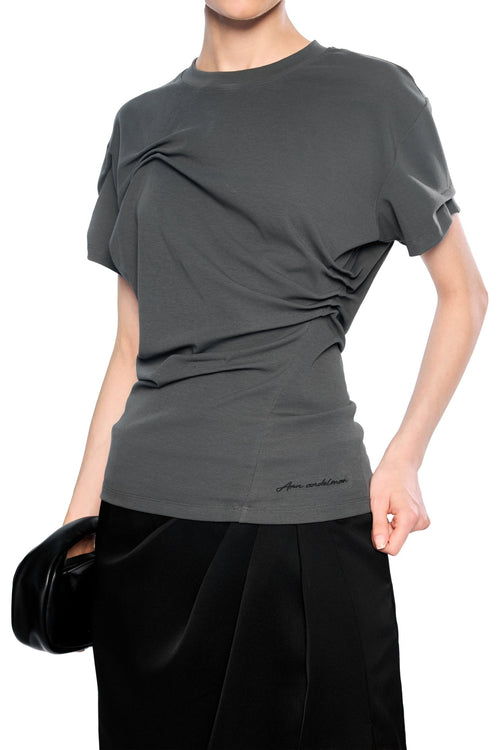 Grey Twist Fold T-shirt - ANN ANDELMAN