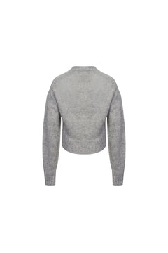 Grey V - Neck Long - Sleeved Cardigan - ANN ANDELMAN