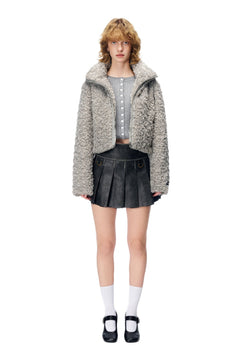 Grey Wool Rolled Collar Jacket - ANN ANDELMAN