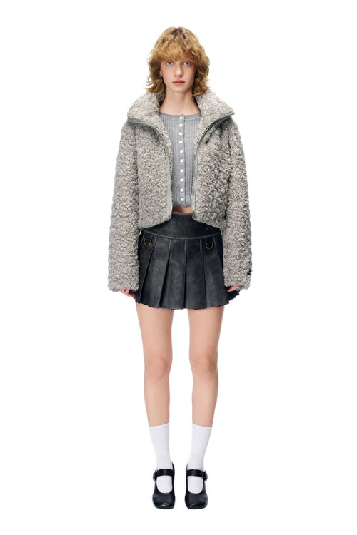 Grey Wool Rolled Collar Jacket - ANN ANDELMAN