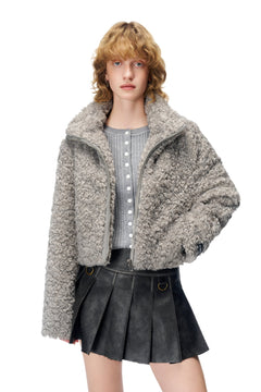 Grey Wool Rolled Collar Jacket - ANN ANDELMAN