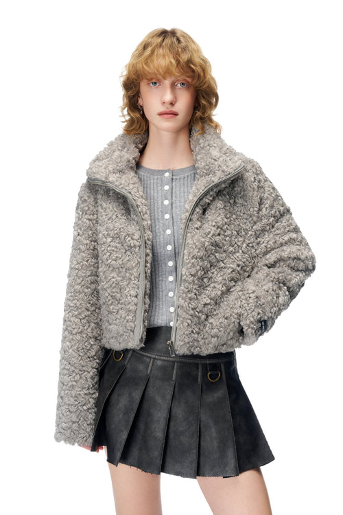 Grey Wool Rolled Collar Jacket - ANN ANDELMAN