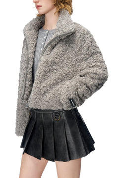 Grey Wool Rolled Collar Jacket - ANN ANDELMAN