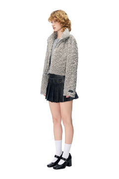 Grey Wool Rolled Collar Jacket - ANN ANDELMAN