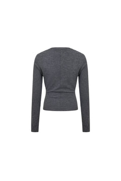 Grey Woolen Slim - fit Long - sleeved T-shirt - ANN ANDELMAN