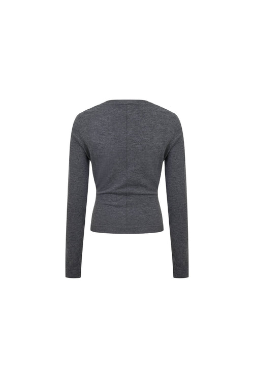 Grey Woolen Slim - fit Long - sleeved T-shirt - ANN ANDELMAN
