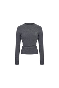 Grey Woolen Slim - fit Long - sleeved T-shirt - ANN ANDELMAN