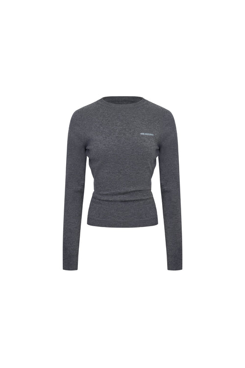 Grey Woolen Slim - fit Long - sleeved T-shirt - ANN ANDELMAN