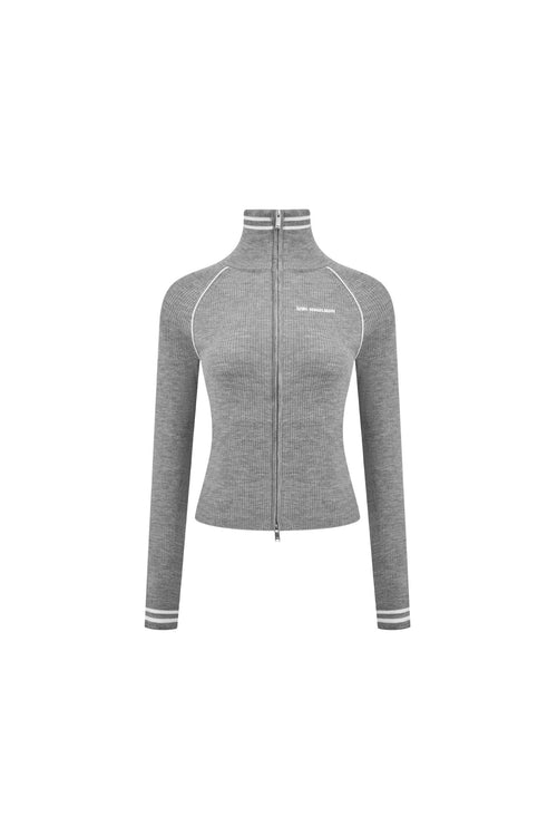 Grey Zip - up Knitted Cardigan - ANN ANDELMAN
