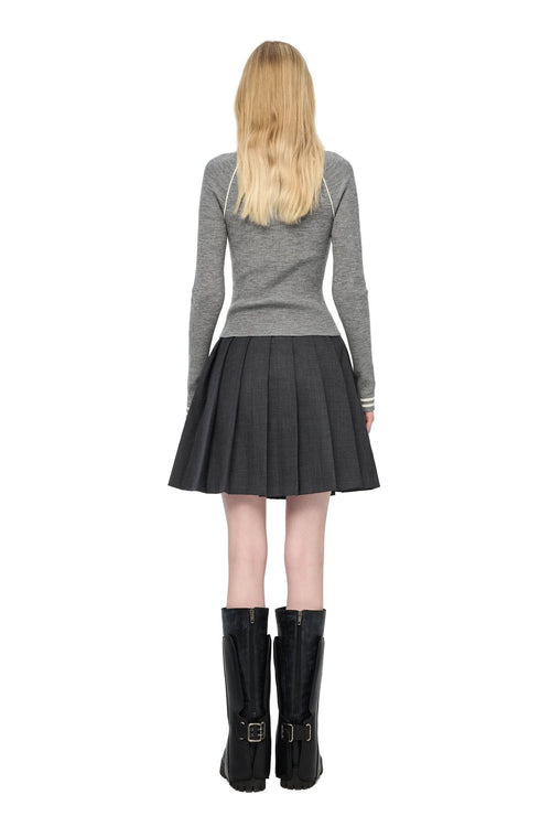 Grey Zip - up Knitted Cardigan - ANN ANDELMAN