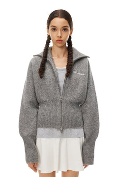 Grey Zippered Waist Sweater - ANN ANDELMAN