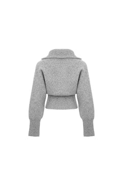 Grey Zippered Waist Sweater - ANN ANDELMAN